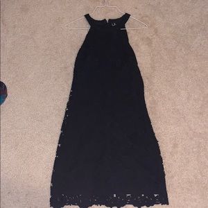 Lulu’s Highneck Short Black Lace Dress